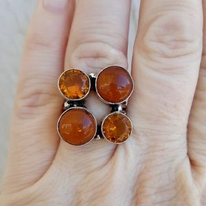 New Amber and Honey Citrine 925 Silver Ring.